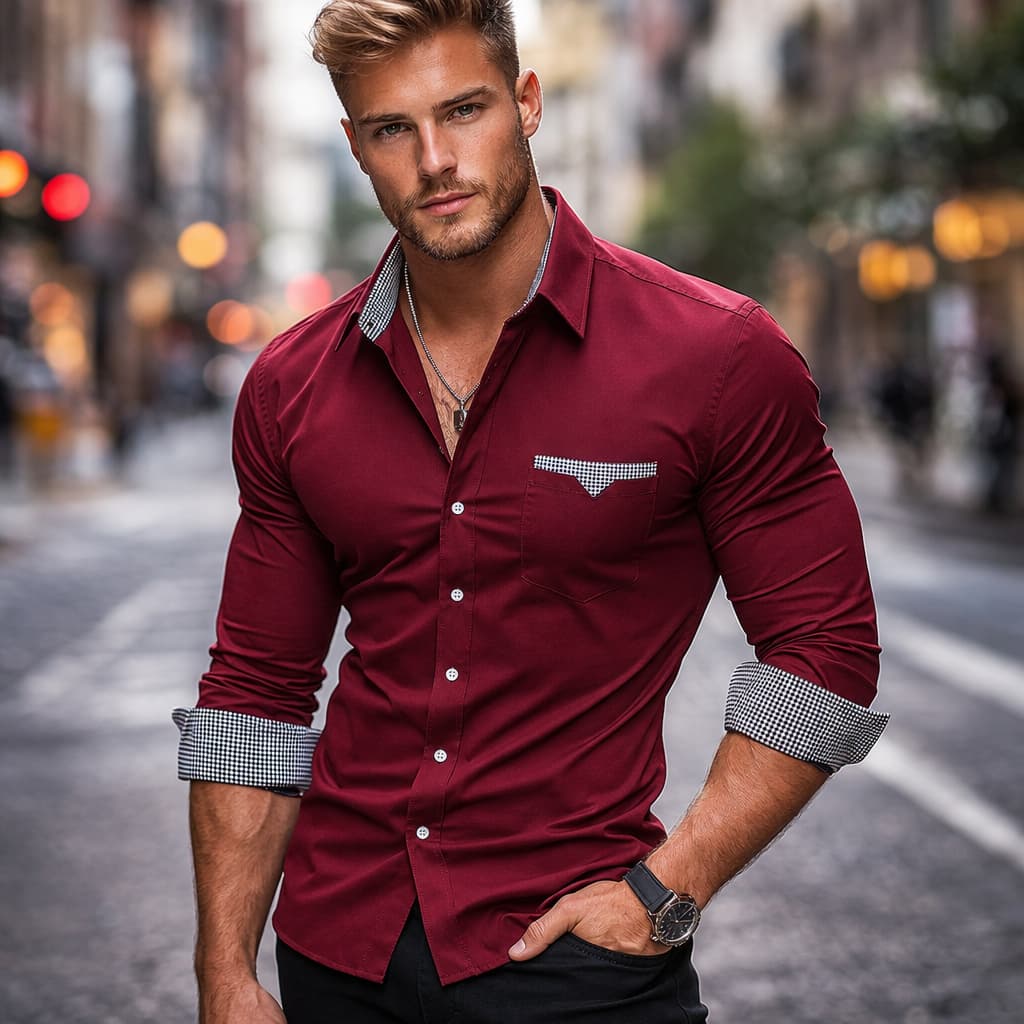 Camisa Social Masculina  - Slim Fit Manga Longa Moderna