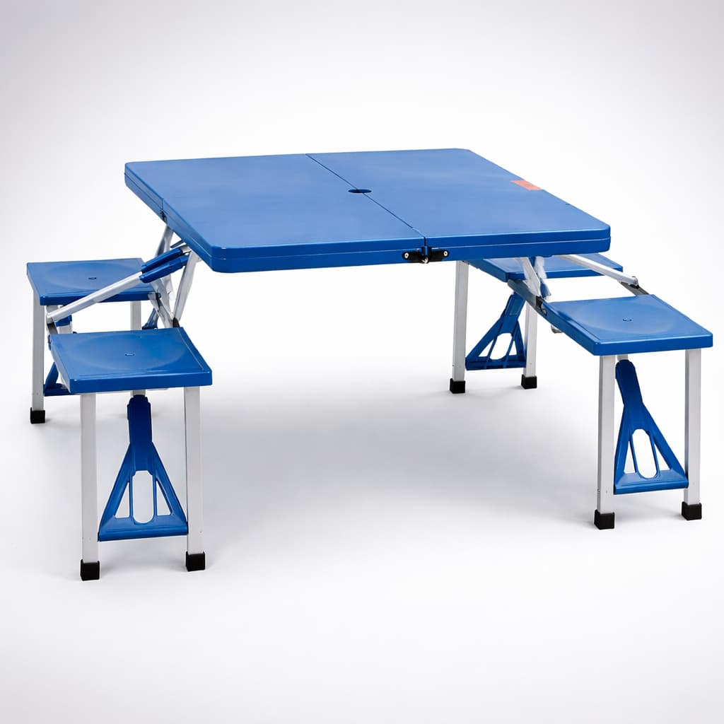Mesa Dobrável Camping Com 4 Cadeiras Vira Maleta Portátil Praia Picnic