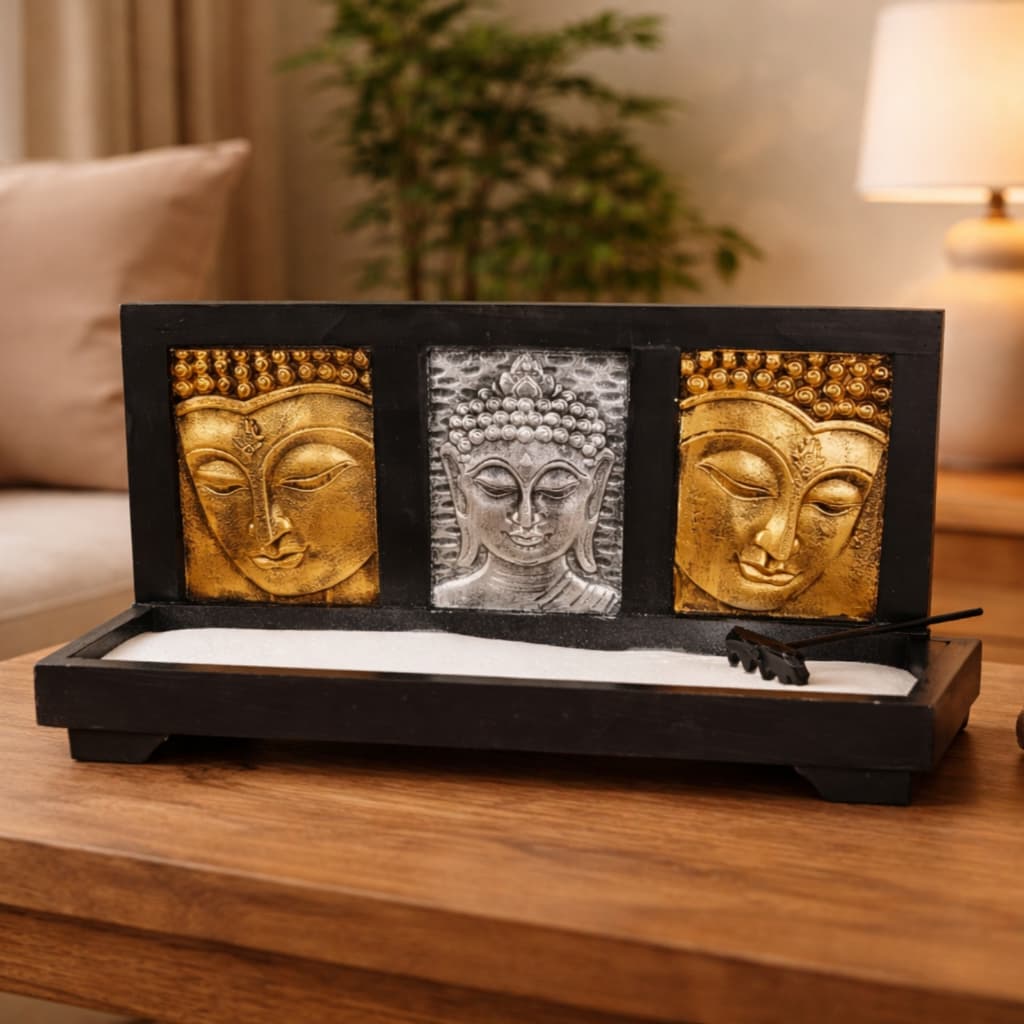 Jardim Zen Buda Decorativo Com Areia E Rastelo Decoração Relaxante Feng Shui Para Sala E Escritório