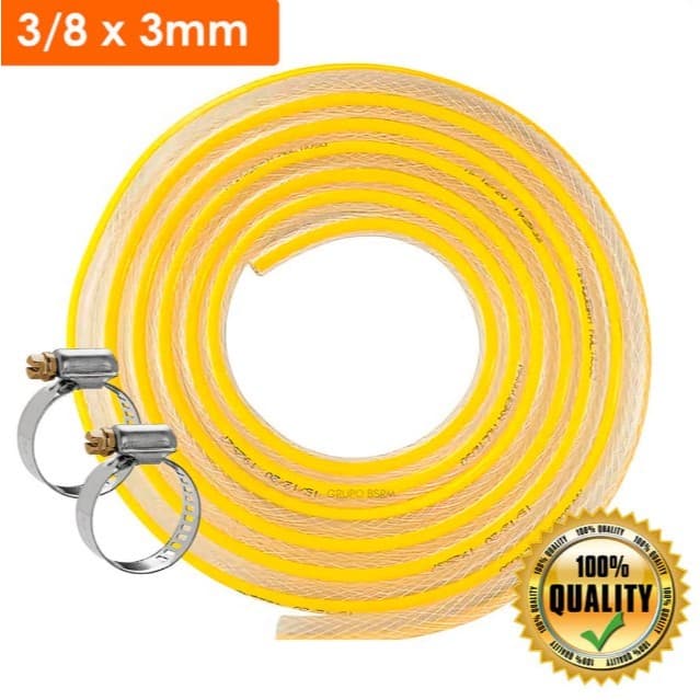 Mangueira de Gás Cozinha Fogão Botijão GLP Trançada 3/8 x 3 mm + 2 Abraçadeiras 1/2/3/4/5 Metros