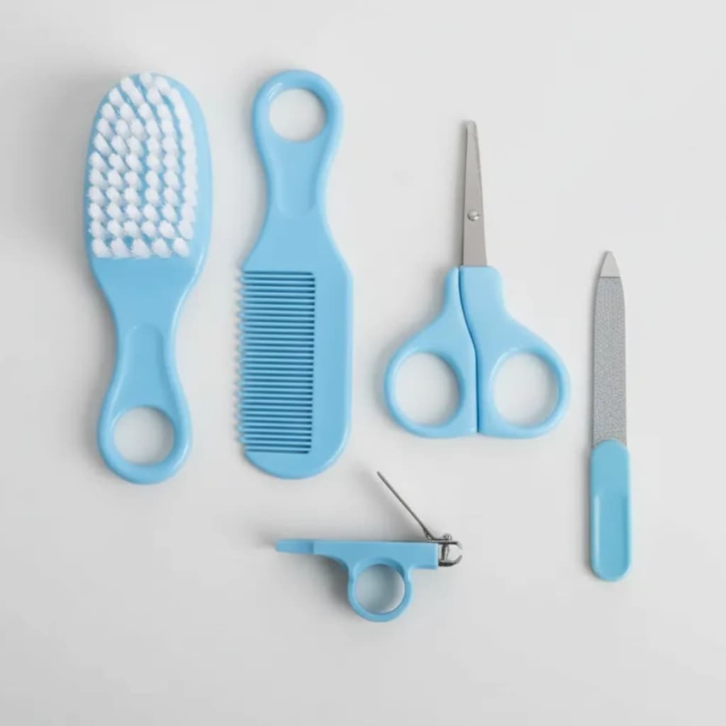 Kit Higiene unha Bebê Recém Nascido Tesoura redonda serra de unha Escova macia Pente infantil