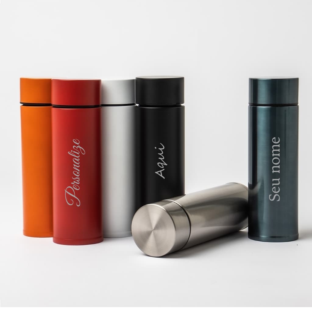 Garrafa Térmica 320 ml Personalizada em Aço Inox 304 com Tampa Rosqueável