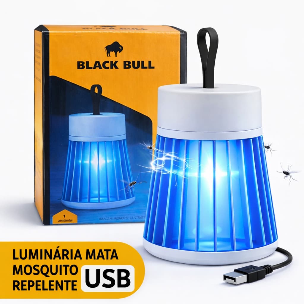Luminária Mata Mosquito Repelente anti- Inseto Elétrica Portatil USB LED UV – Silenciosa e Segura