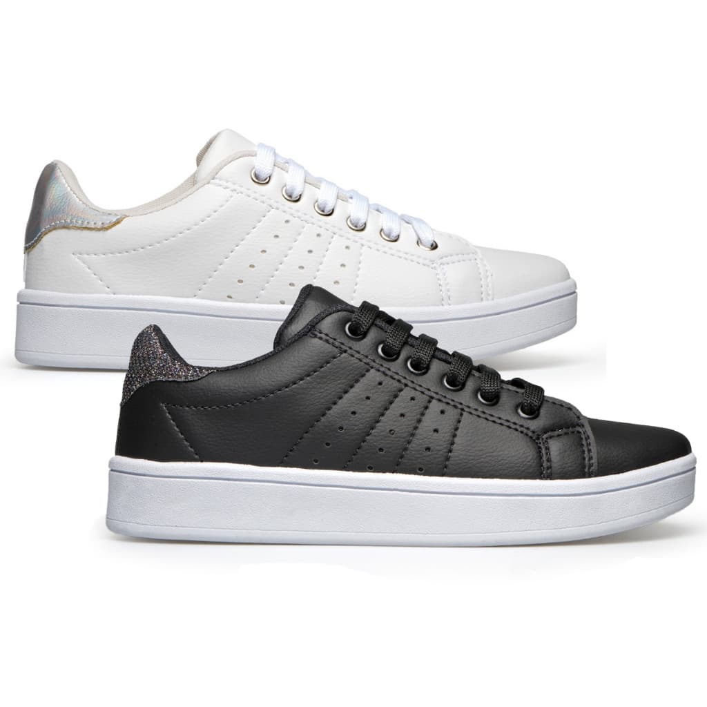 Kit 2 Tênis Feminino Casual Branco Moda Passeio Leve Macio Ultra Conforto Versátil