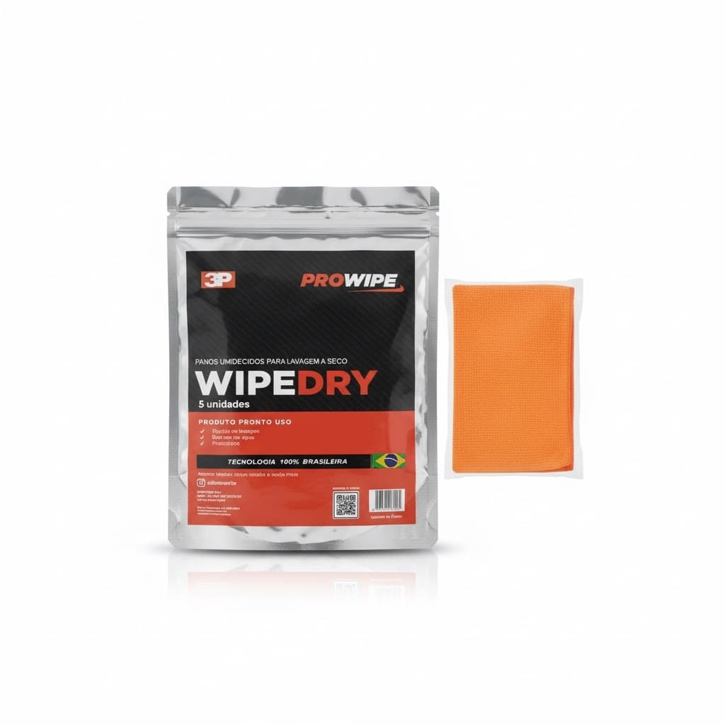 Pano Wipedry limpeza automotiva ecologica Umedecido para lavagem a seco Wipe Dry + Pano de microfibra