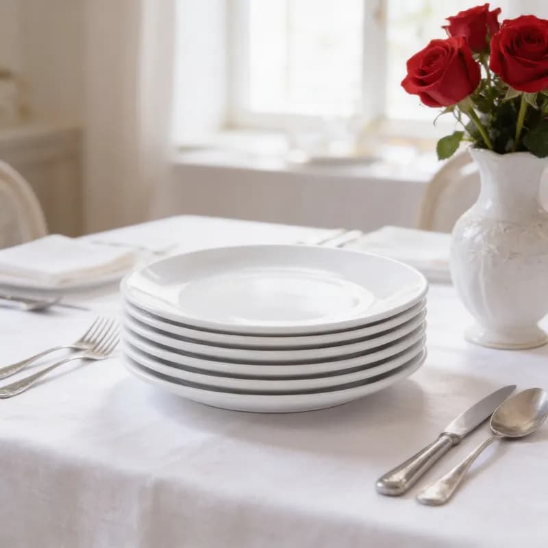 Kit 6 Pratos  19cm Branco Sobremesa Refeição Cozinha