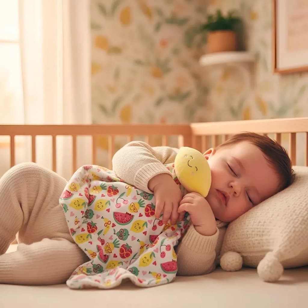 Naninha bebê menina frutinhas limãozinho estampada cheirinho bebê menina forrada prendedor chupeta