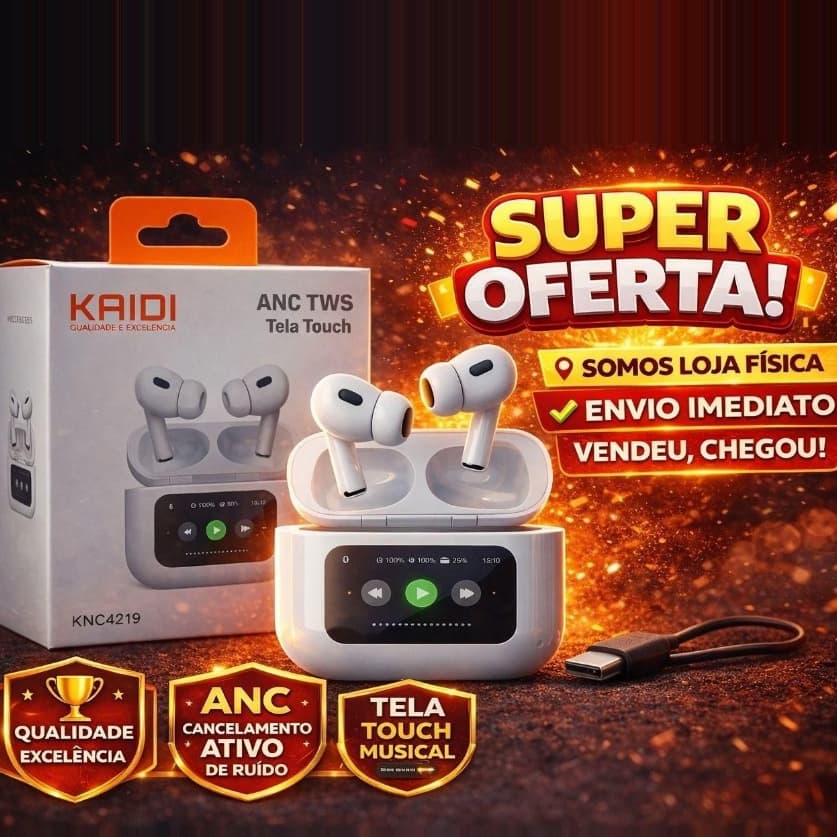 Fone De Ouvido Sem Fio Tela Touch Original Kaidi KNC 4219  Cancelamento De Ruído Bluetooth