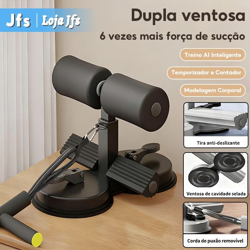 Auxiliar de Abdominais com Ventosa: Ajuste de 3 Níveis | Protege Abdome/Knees | Para Casa/Ginásio