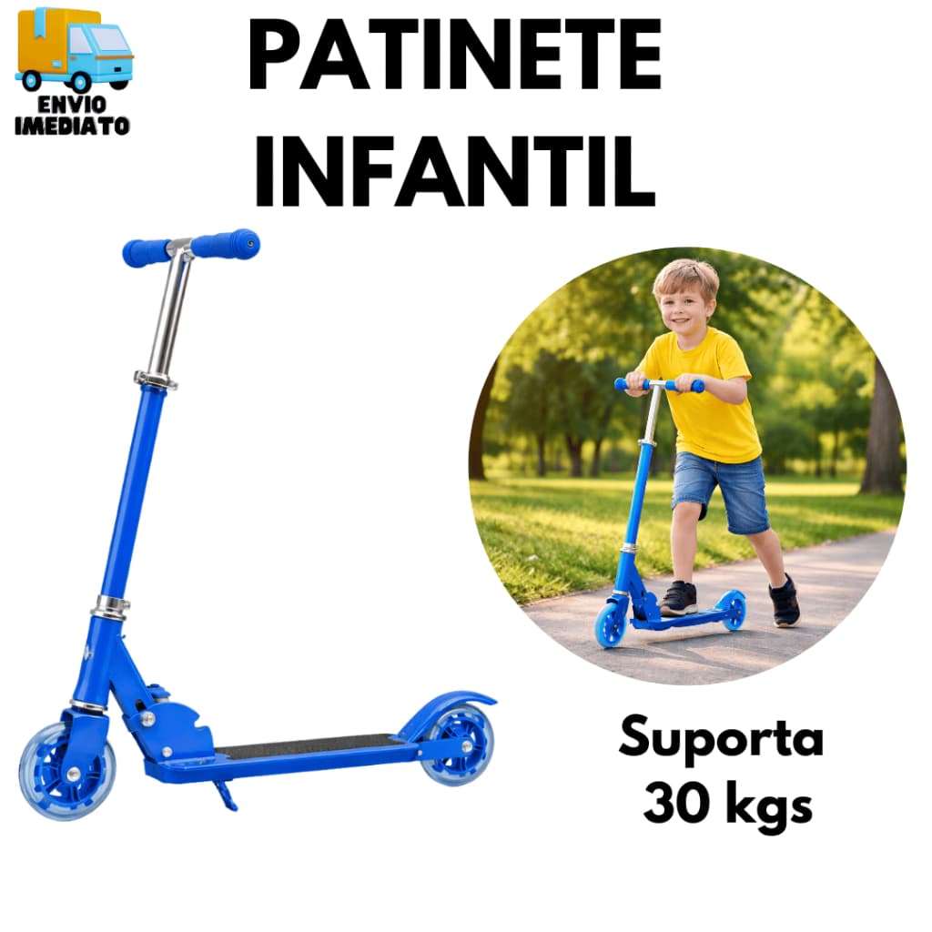 Patinete Infantil Até 30 kgs Ajustável Com Luz Com Regulagem Altura Brinquedo Criança