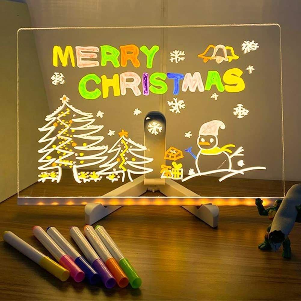 Luminária de Mesa 3D Lousa Quadro Mágico LED Colorido para Desenho e Anotações
