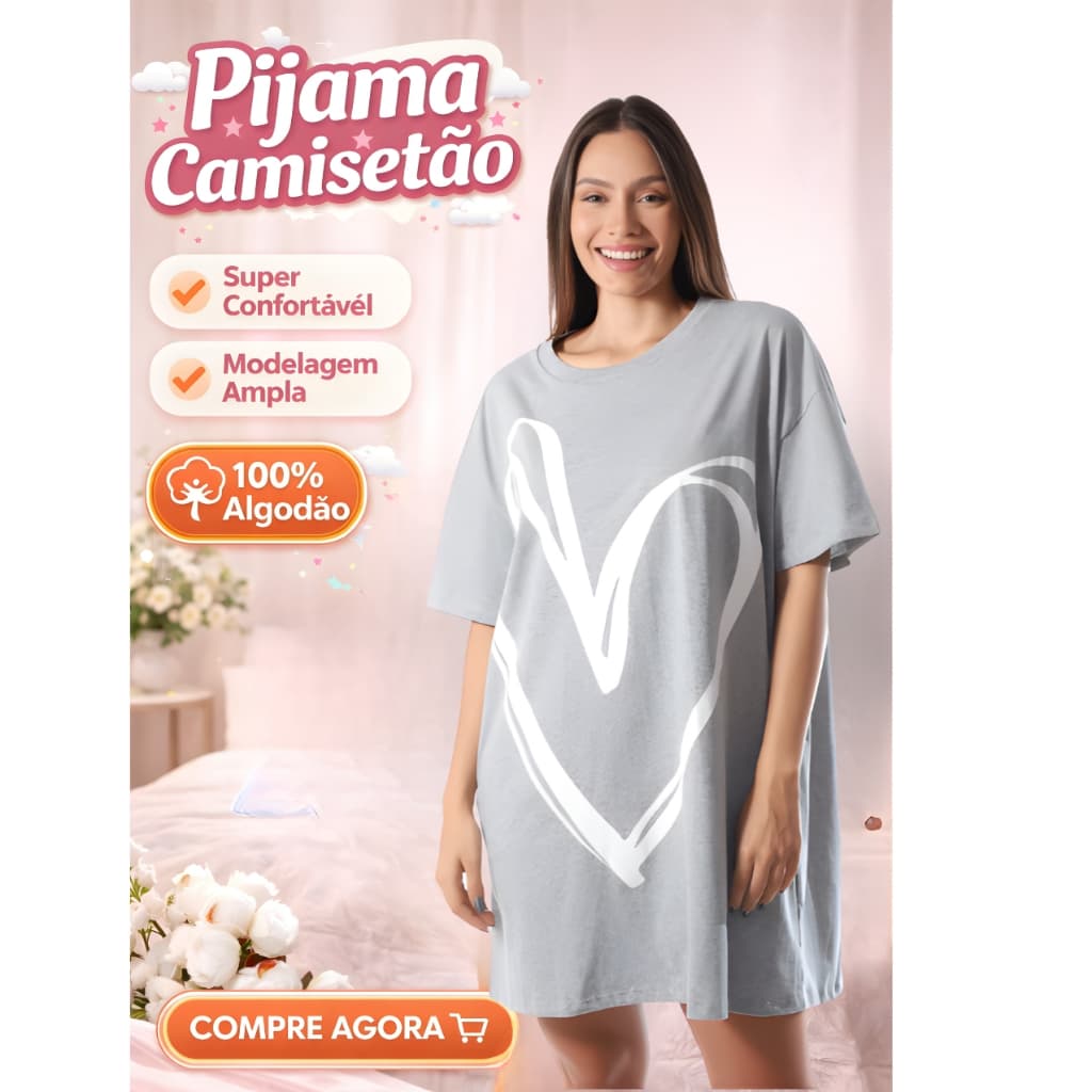 Camisola Camisetão Feminina Verão Estampa Camisetão Confortável e Leve para Noites de Sono