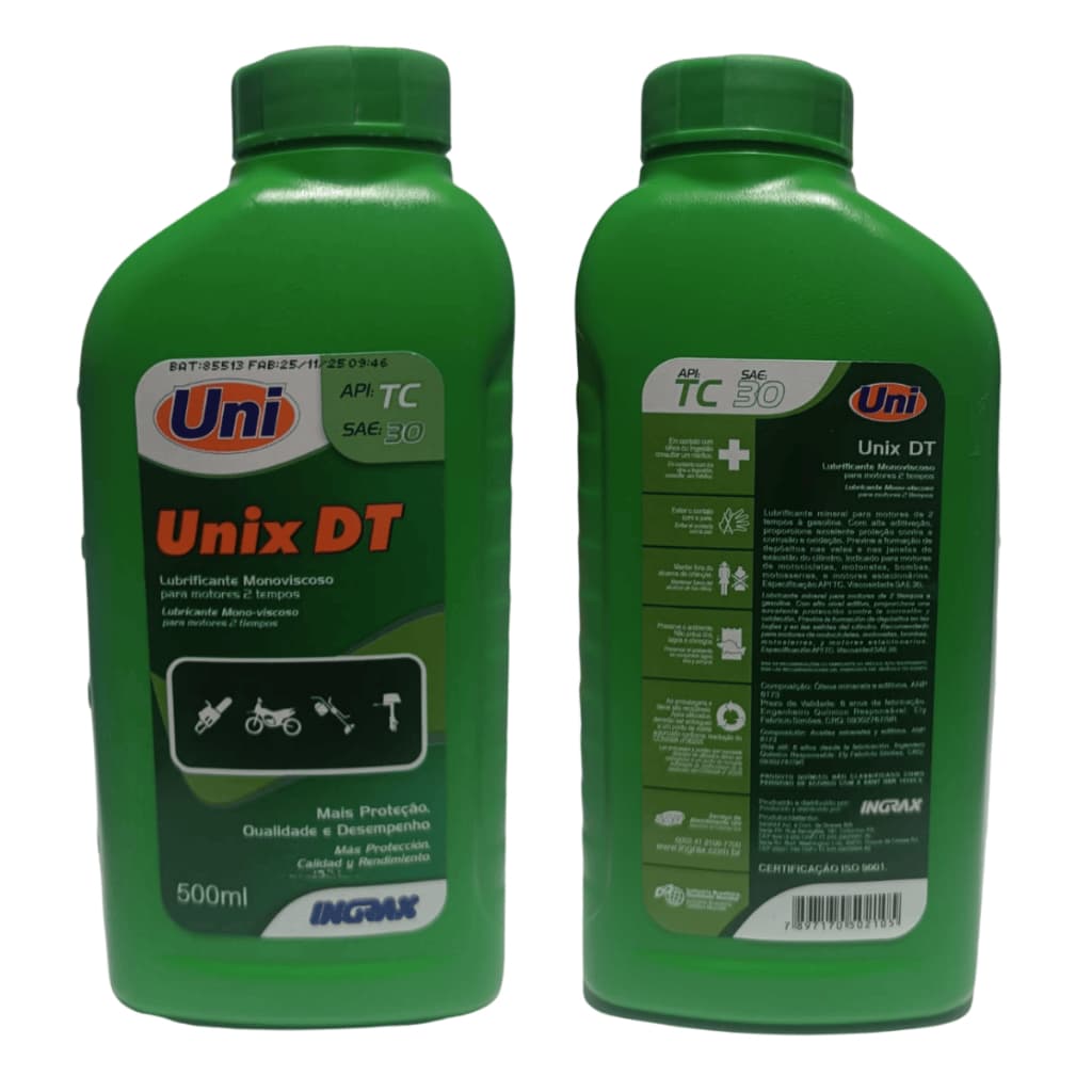 Óleo Para Motor 2 Tempo A Gasolina 500 Ml Unix Dt Ingrax