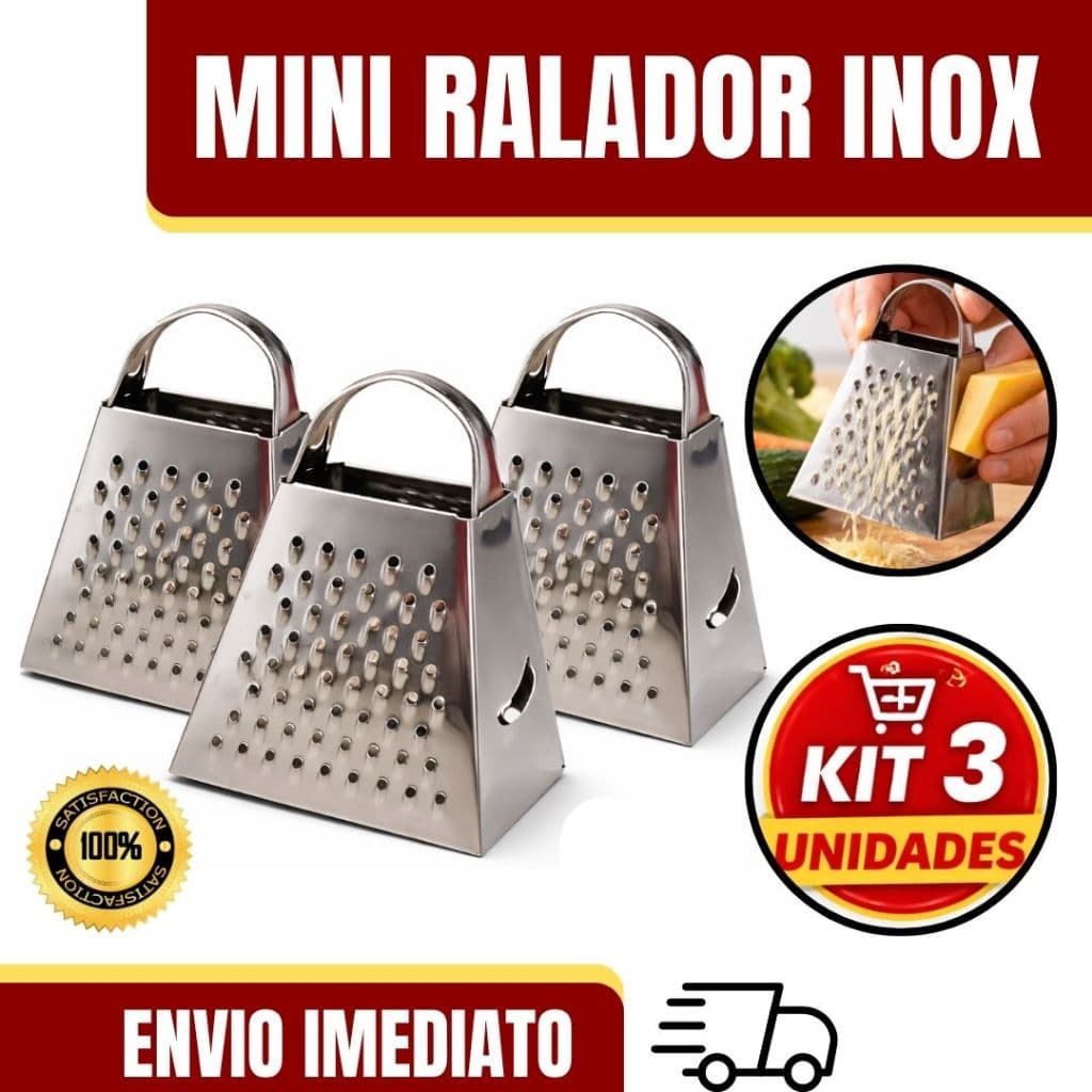KIT 1/2/3 Mini Ralador 3´ de Inox 4 faces para Queijos, Temperos e Especiarias (RESISTENTE)