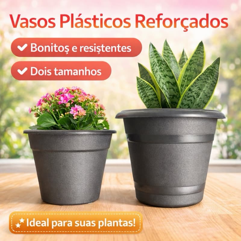 VASO PARA PLANTAS EM PLÁSTICO RESISTENTE l LEVE, DURÁVEL E VERSÁTIL - USO INTERNO E EXTERNO FLORES FOLHAGEM PLANTA VASO