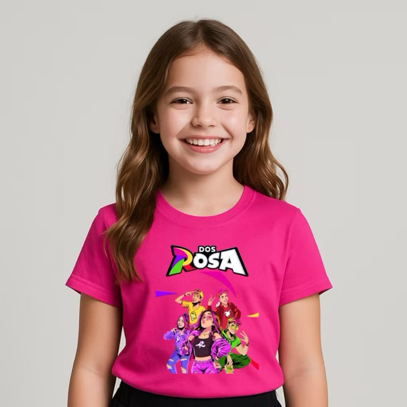 Camiseta INFANTIL DOS ROSAS Estampa Colorida Algodão Confortável Moda Kids