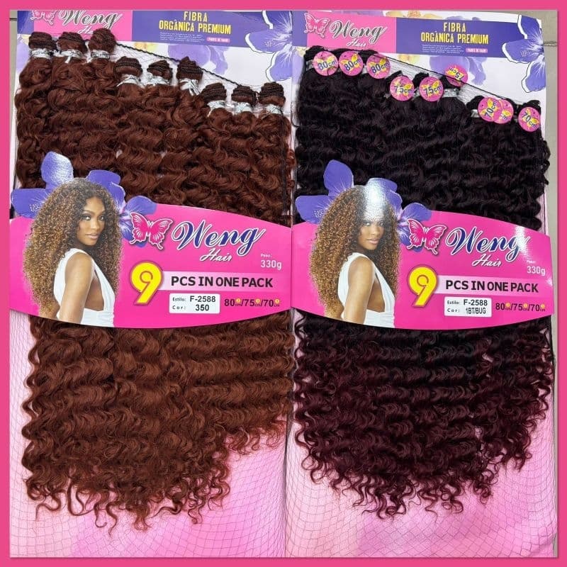 Cabelo cacheado com cachos aberto Weng Orgânico F-2588 80cm 330g