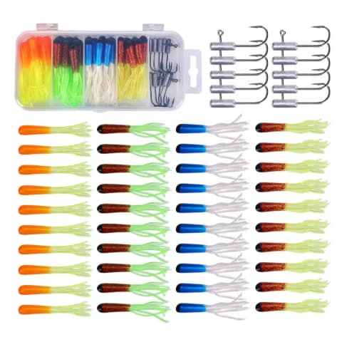 kit 51 peças isca shad isca artificial Lead Hook offset Plastic Artificial Fishing Bait For More Catch