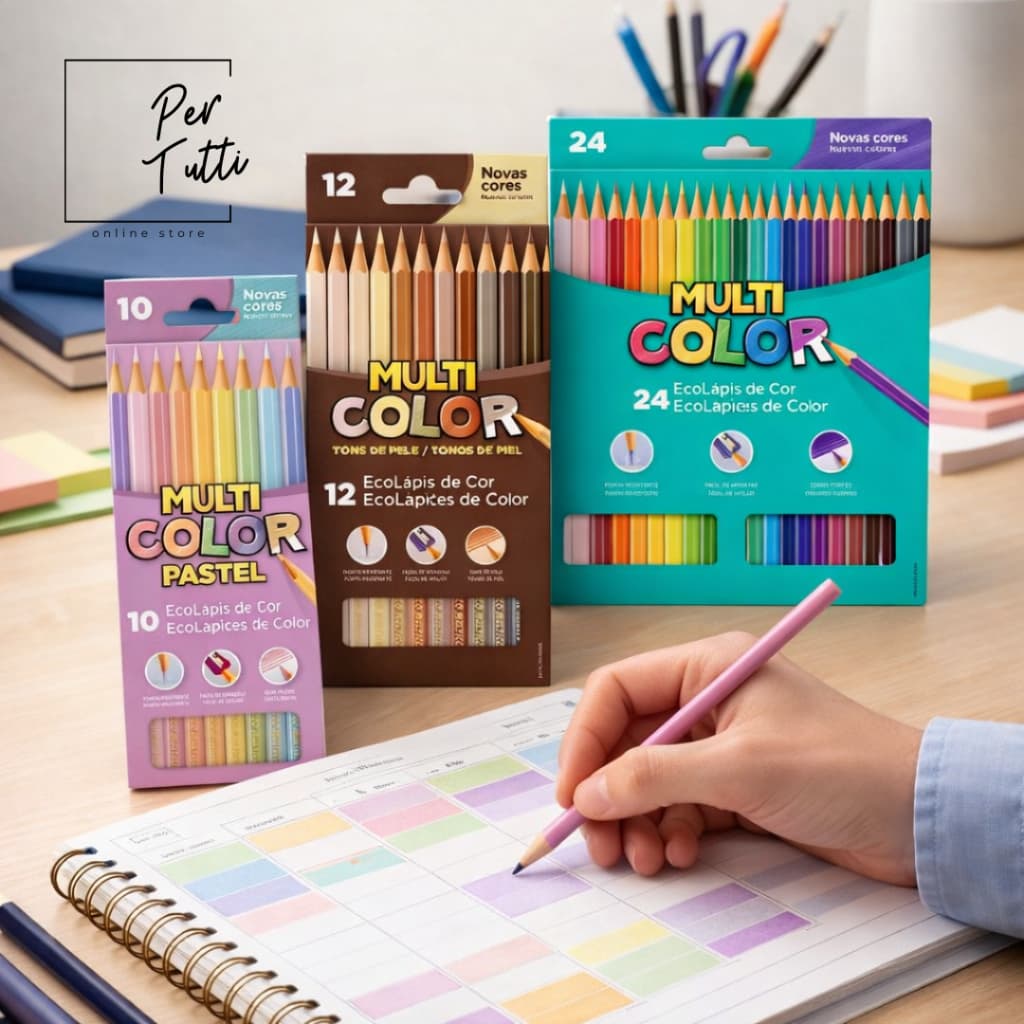 Kit Lapis De Cor Multicolor Faber Castell Cores Vivas Cores Tons Pastel ou Tons de Pele