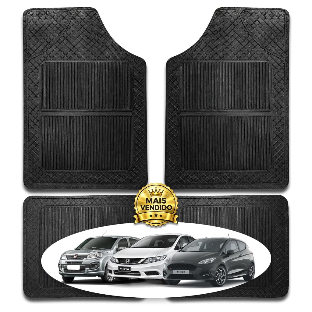 Tapete automotivo universal preto proteção piso veículo antiderrapante resistente limpeza