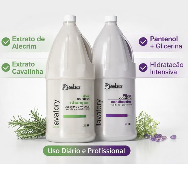 shampoo Alecrim Erva Doce e condicionador galao 2 litros perolado uso diário profissional Detra