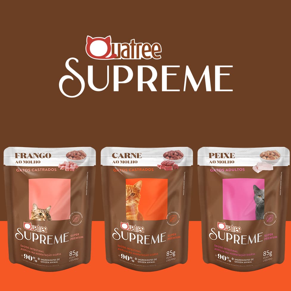 Quatree Supreme Sachê Ração úmida para Gatos 85gr caixa com 20 unidades
