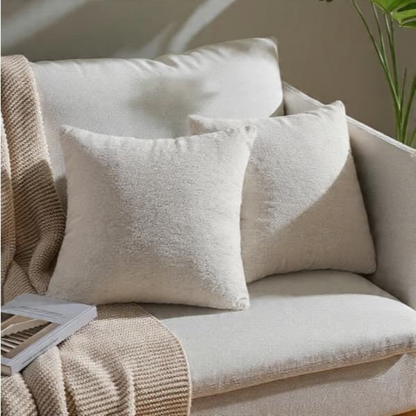 Kit 2 Capas de Almofadas Organic Bouclê Luxo Orgânico Decorativa para Sofá Cama C/ Zíper