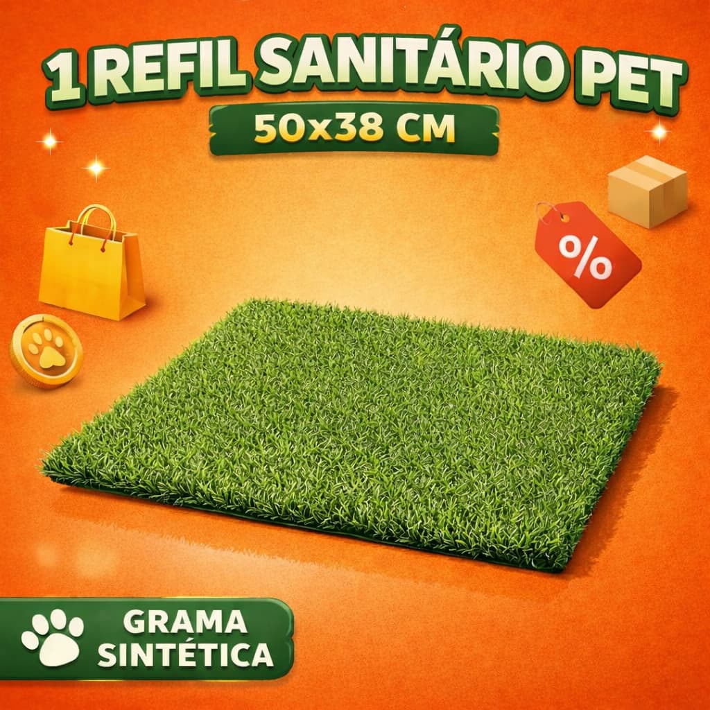 Refil para Banheiro Pet 50x38 cm – Kit com 1 ou  2 Unidades de Grama Sintética
