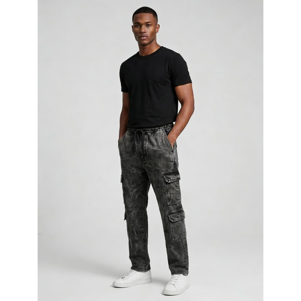 Calça Jeans Cargo Masculina e Feminina Grafite com 8 Bolsos Funcionais – Estilo Urbano