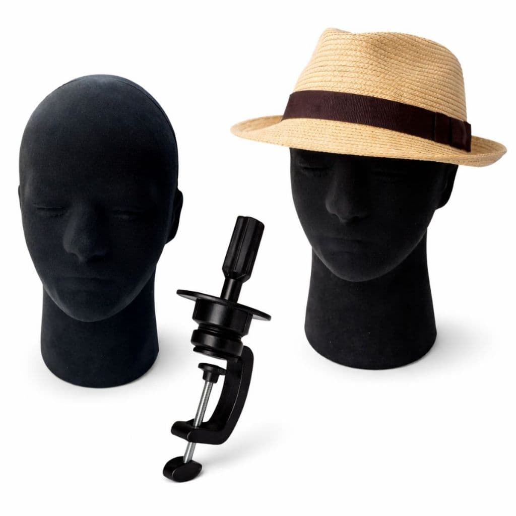 Cabeça Manequim Masculina Preta + Suporte Profissional