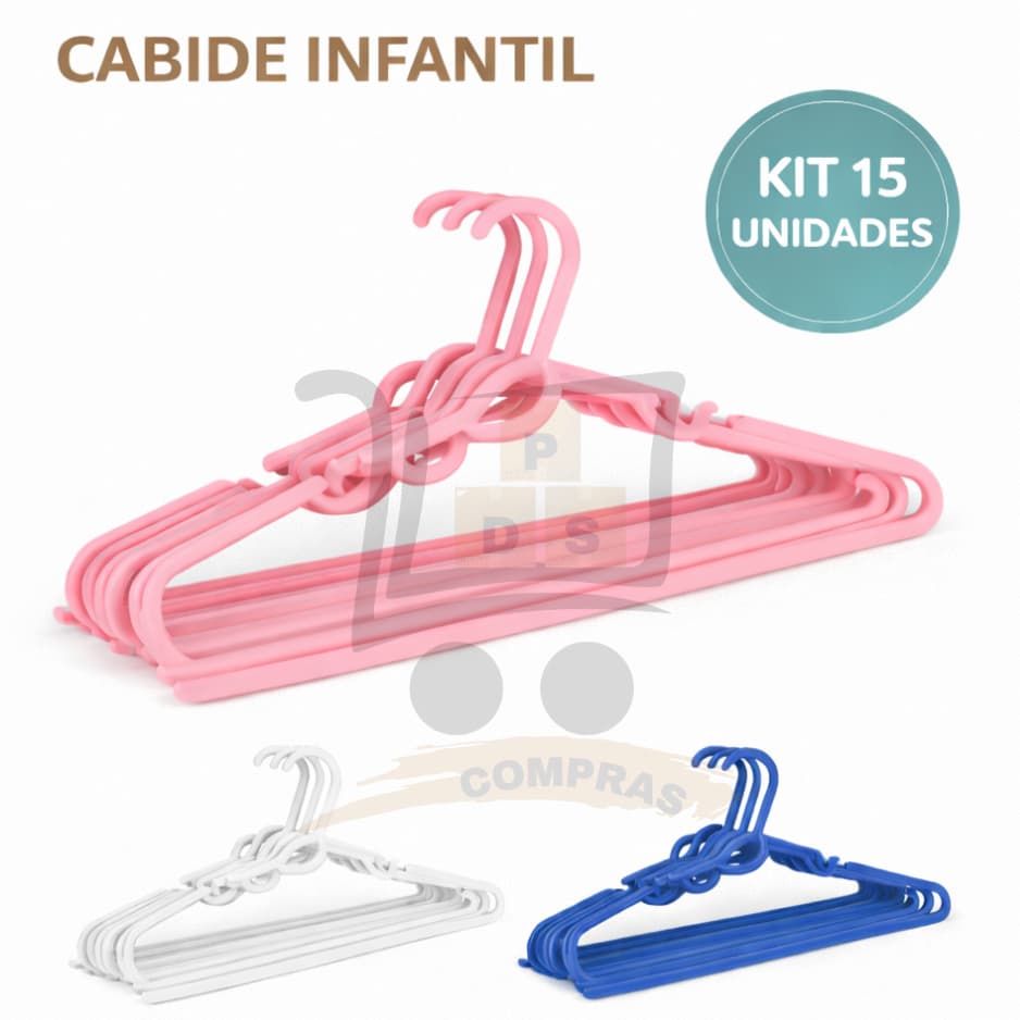 Kit 15 Cabide Infantil Bebe Plastico Reforçado