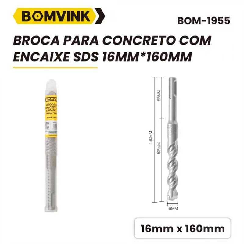 Broca SDS Plus 16mm x 160mm Concreto Armado Parede Widea Kit 3 5 10