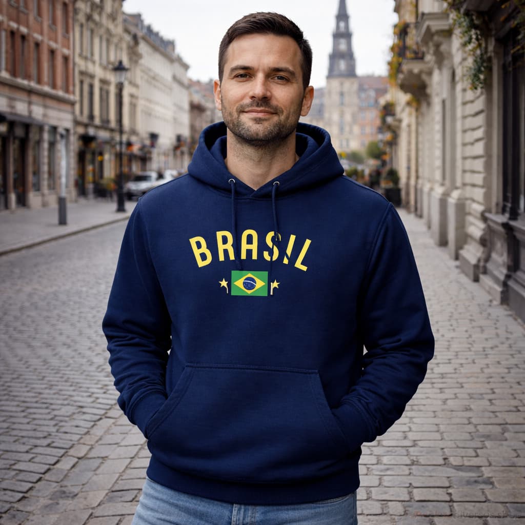 Moletom Brasil Premium Flanelado Inverno Capuz Blusa de Frio Unissex Confortável Forrado Peluciado