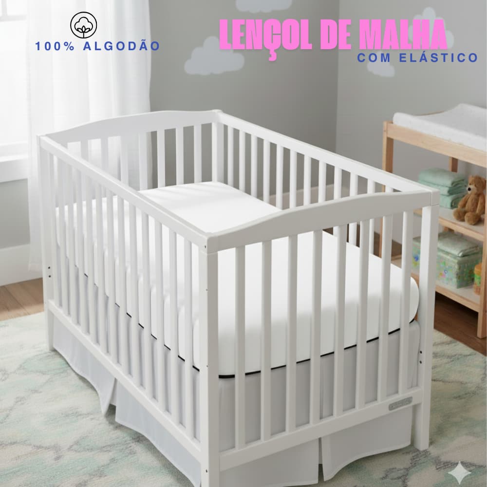 Lençol Avulso Berço Americano Liso Malha 100% Algodão Com Elástico Bebe Papi Rosa Azul Verde Branco
