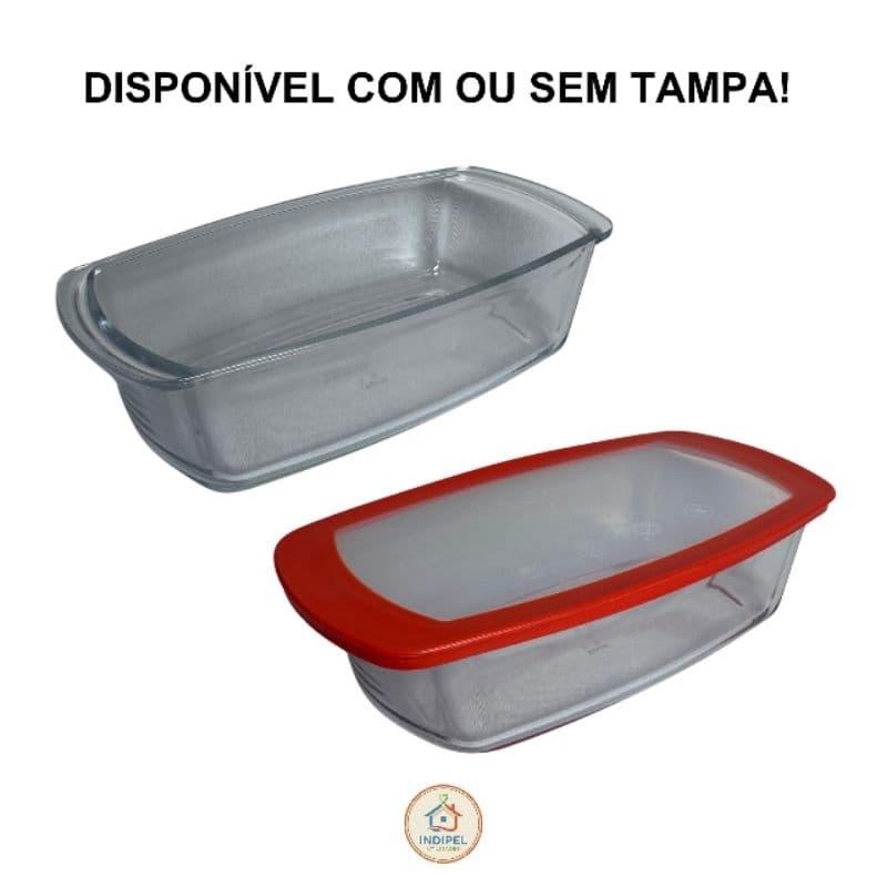 Pote / Assadeira de vidro retangular 1,5lts Marinex