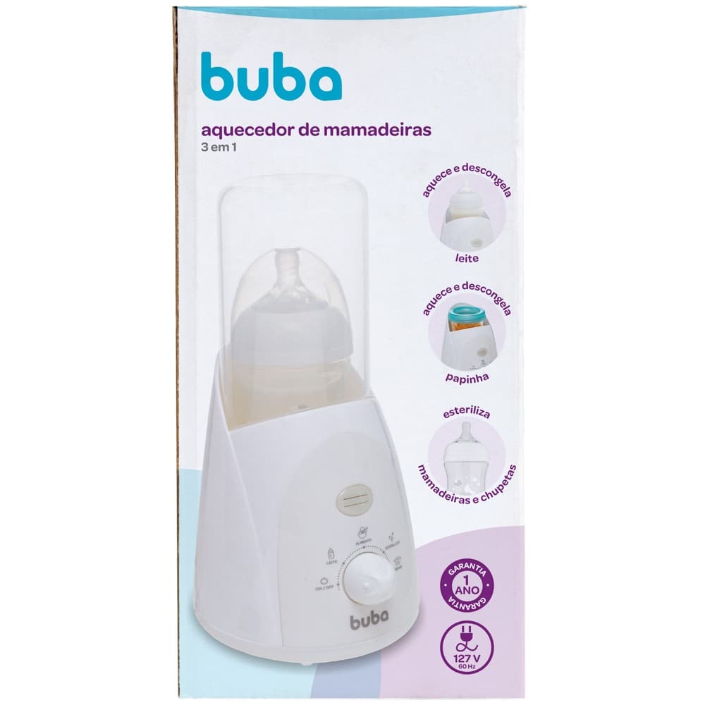 Aquecedor de Mamadeira e Papinha 3 em 1 Buba - Aquece Descongela e Esteriliza Chupetas e Mamadeiras