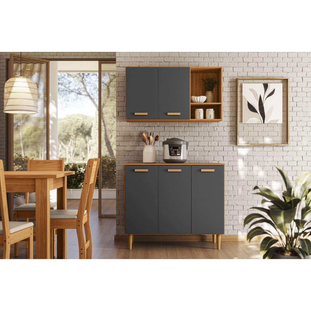 Kit Cozinha Susi ARMÁRIO 5 Portas - Compacta, Moderna,e Funcional UV/Off Acetinado Acetinada 2 CORES