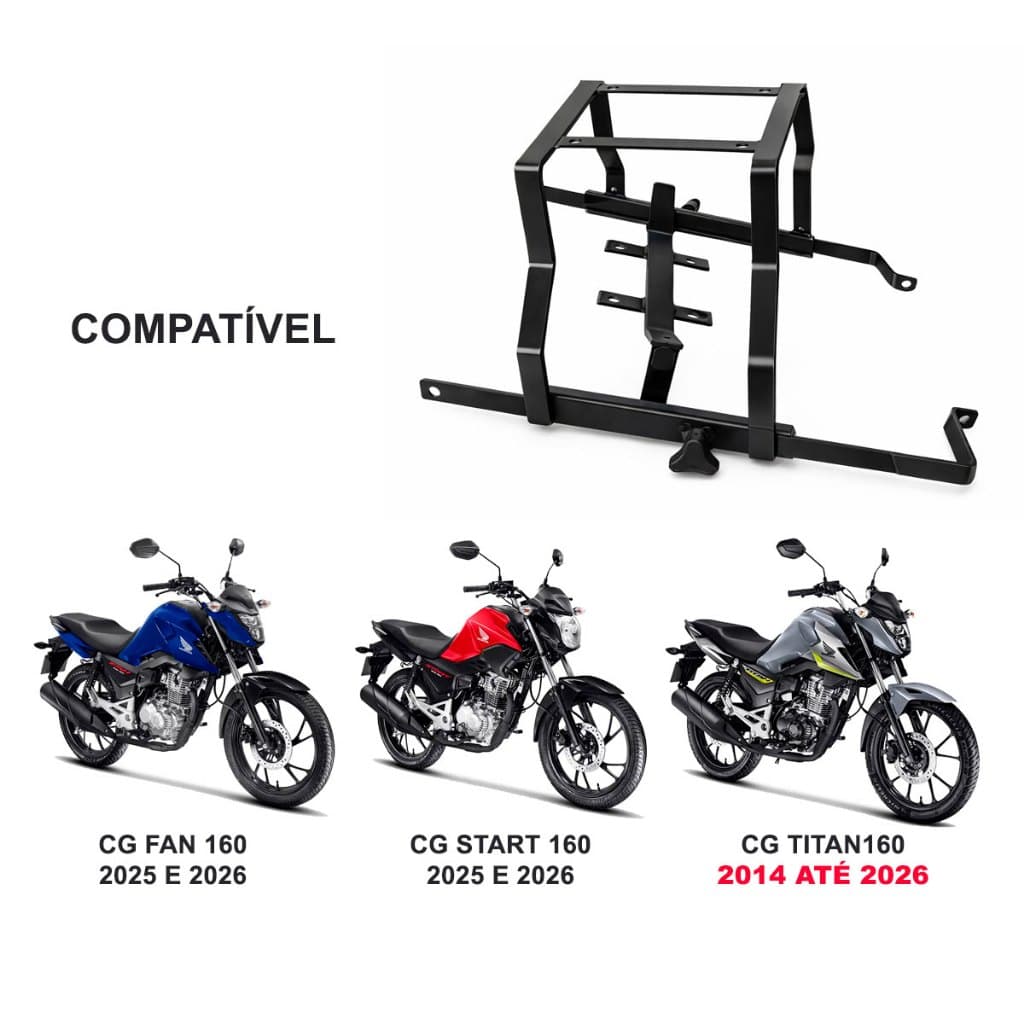 Suporte Baú Deslizante Moto Cg 160 Fan Start Titan 2025 2026 Leva Garupa Reforçado