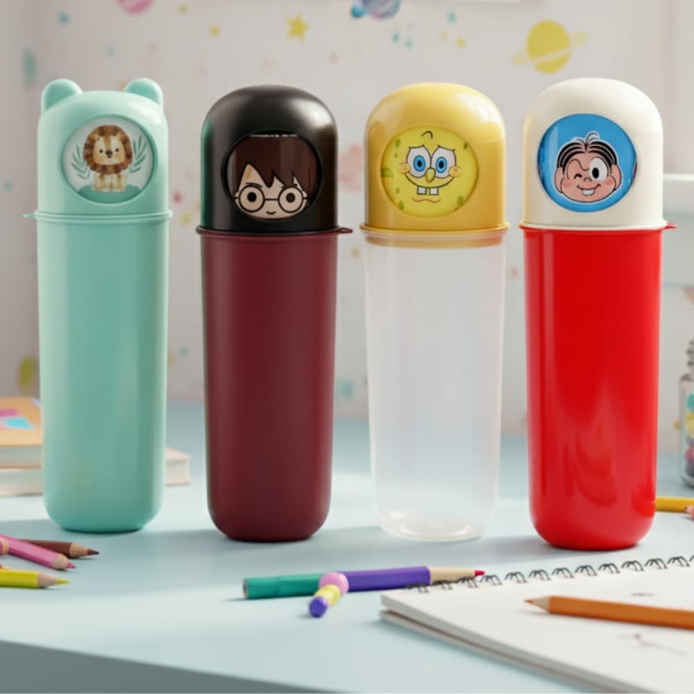 Estojo Ludico Porta Escova Dental Case Infantil Escola Viagem Personagens