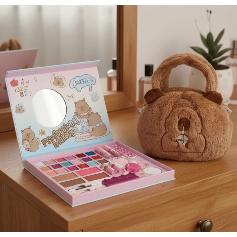 Kit Maquiagem De Menina Infantil Estojo Com Bolsa Capivara - Lindo - Presente Perfeito