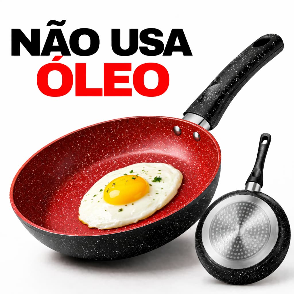 Frigideira Ceramica Antiaderente Stone Induction Multifuncional Grande Vermelha 22cm