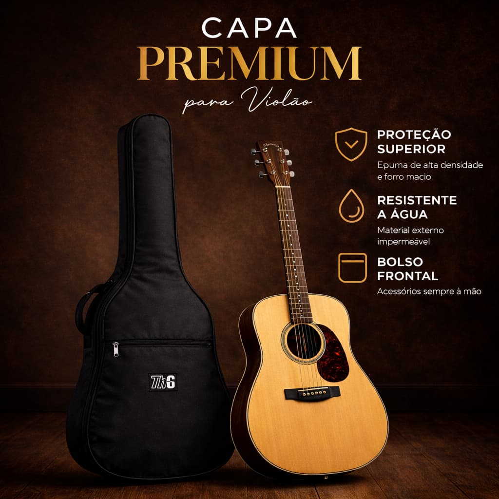 Capa Premium para Violão Folk – Durável e Bem Acabada