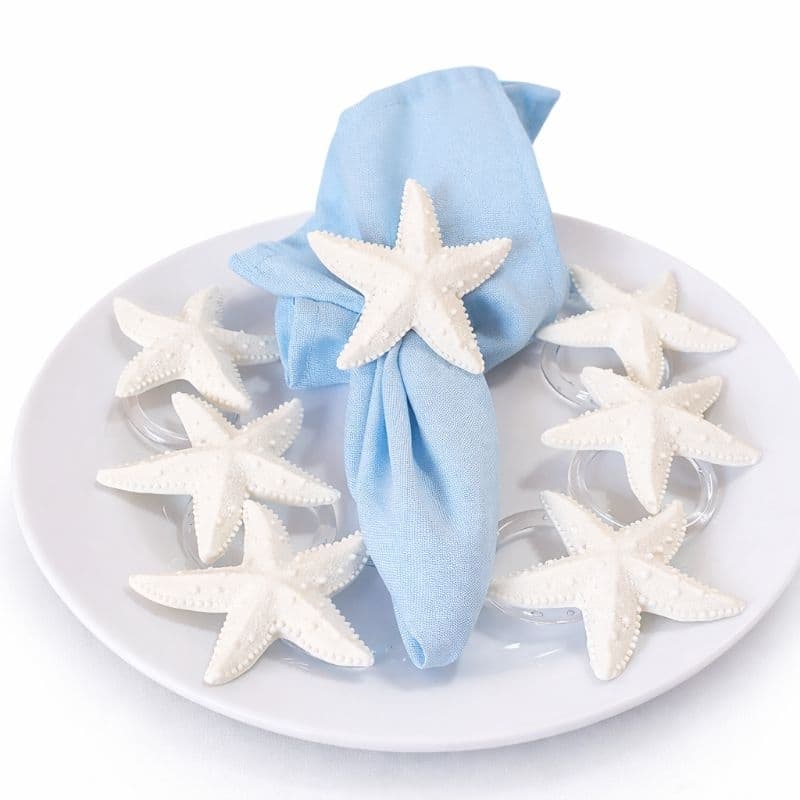 Porta guardanapo tematico Estrela do Mar  Branca em biscuit para mesa posta Personalizado