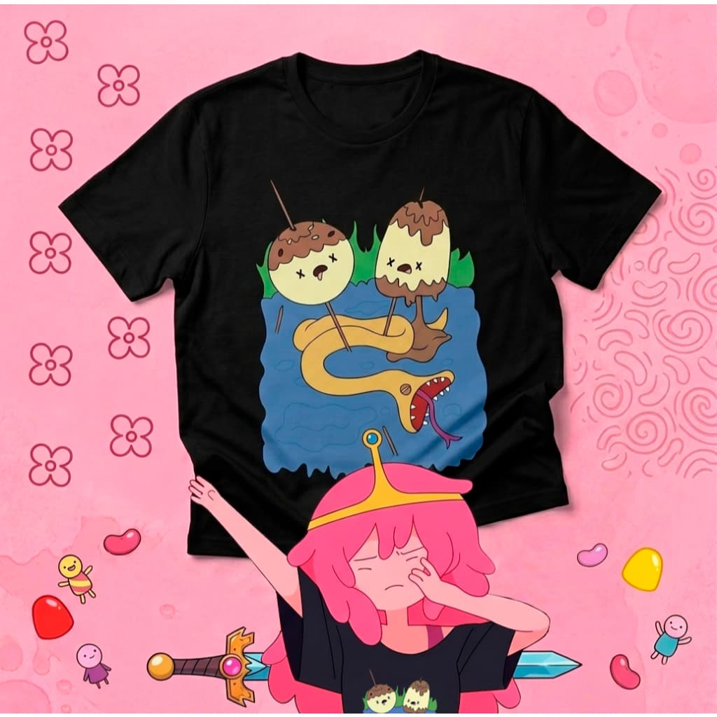 Camiseta T-shirt Camiseta Básica Unissex 100% Algodão Hora De Aventura Marceline e Princesa Jujuba Camisa