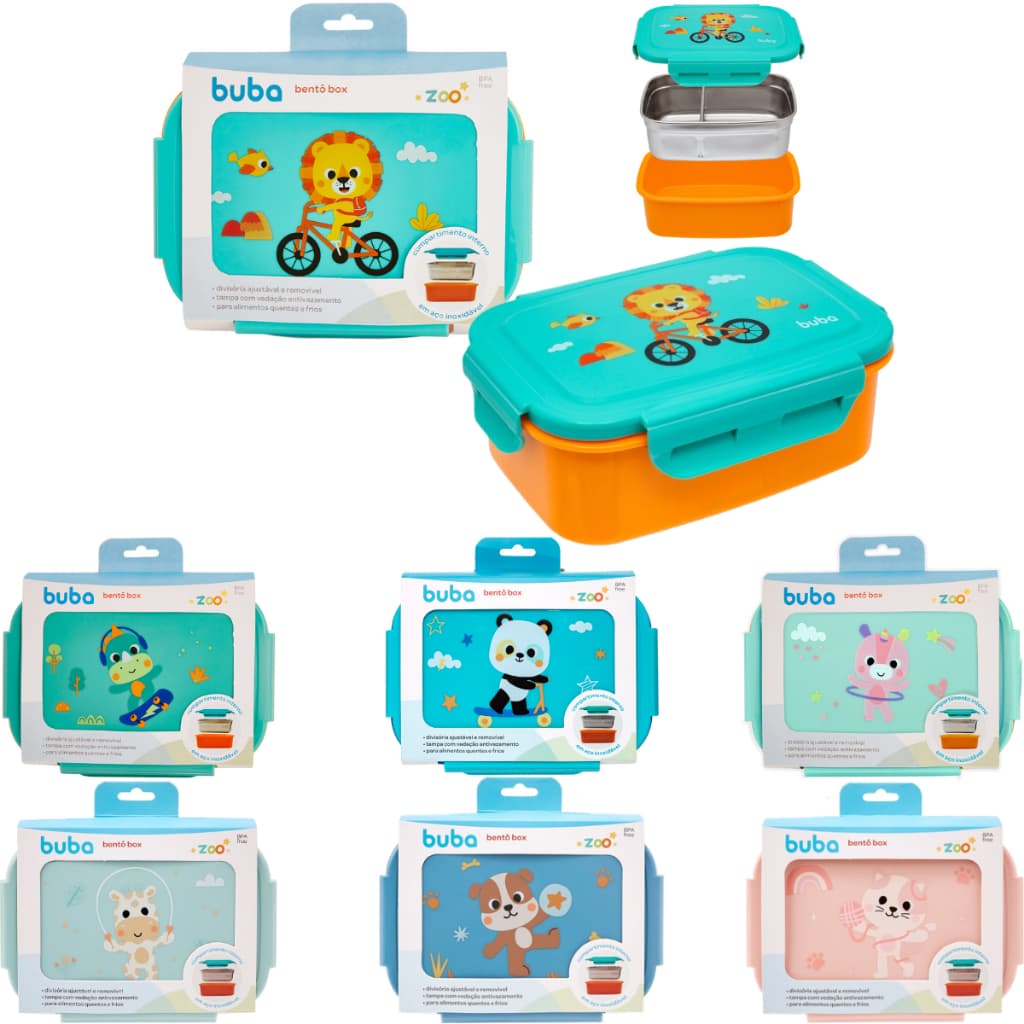 Lancheira Bento Box Buba Pote Marmita Escolar Inox Infantil Hermético Divisórias