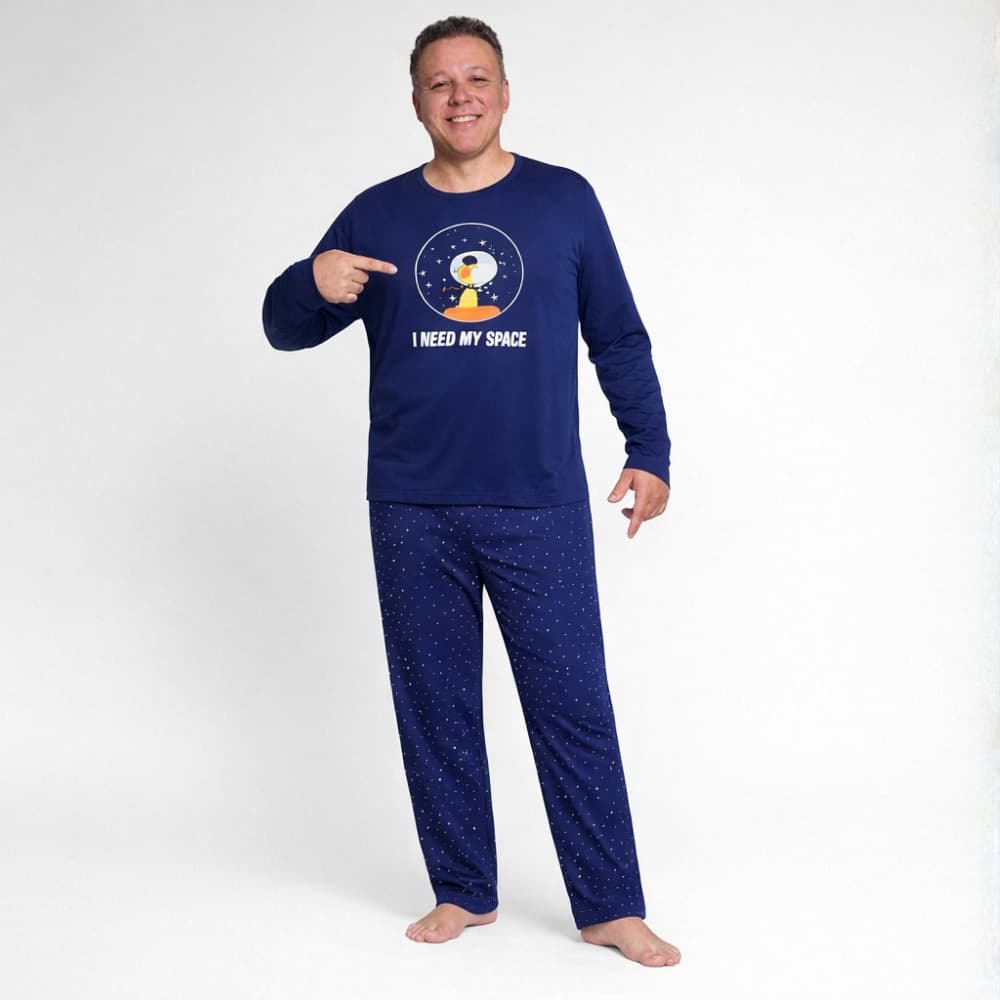 Pijama Masculino Longo Plus Size Confortável Grande Estampado