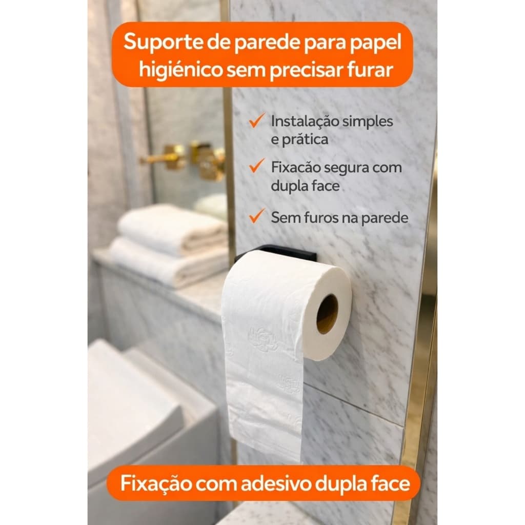 Suporte Papel Higiênico Sem Furar Parede - Acessorios banheiro 3M