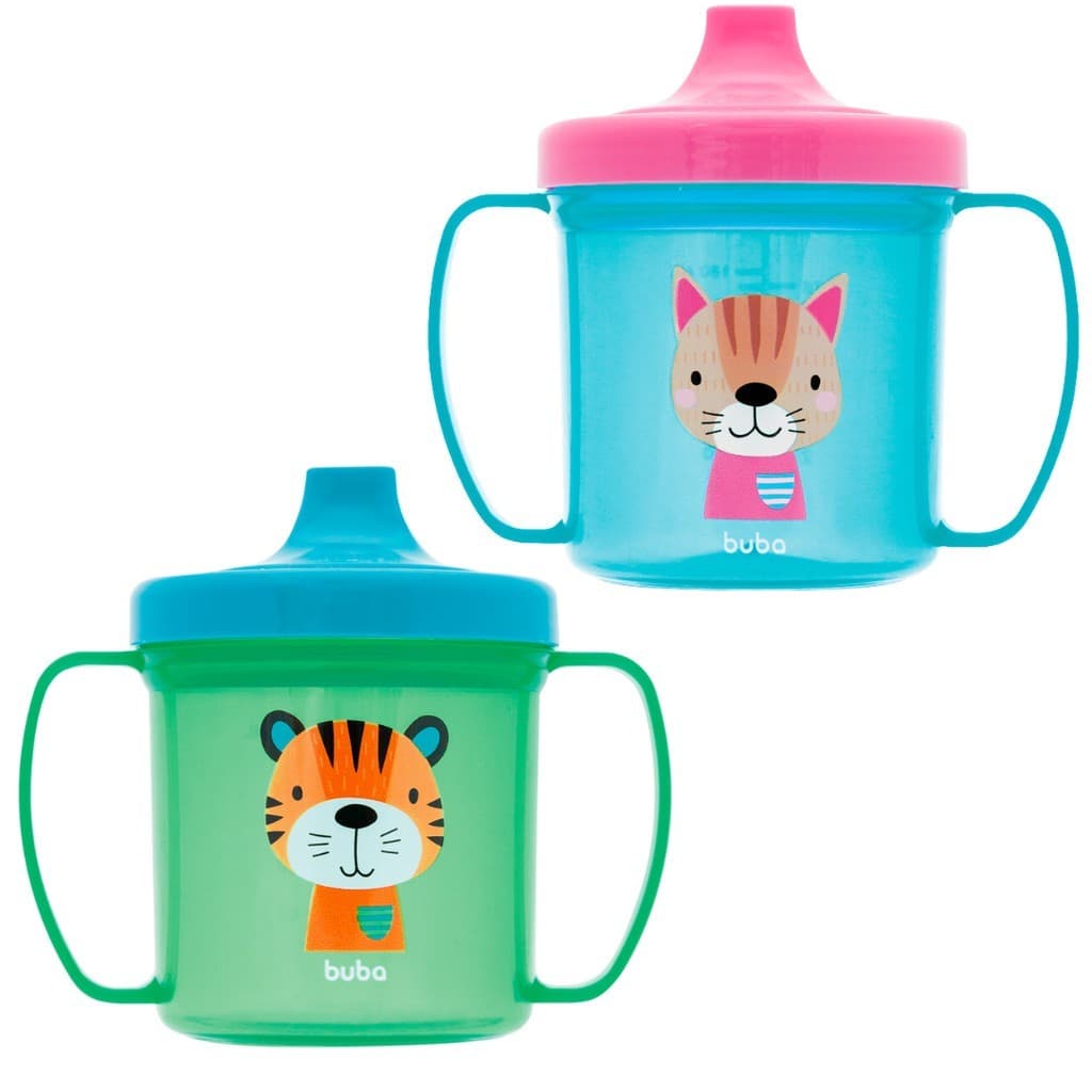 Copo de Treinamento Com Alças e Bico Rígido 180ml Bebê Infantil Buba