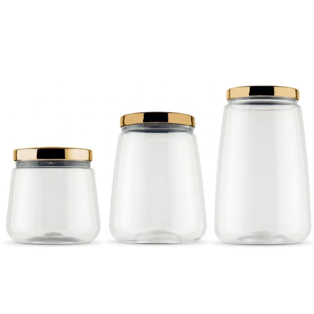 Kit 3 Potes Mantimentos Com Tampa Metalizada
