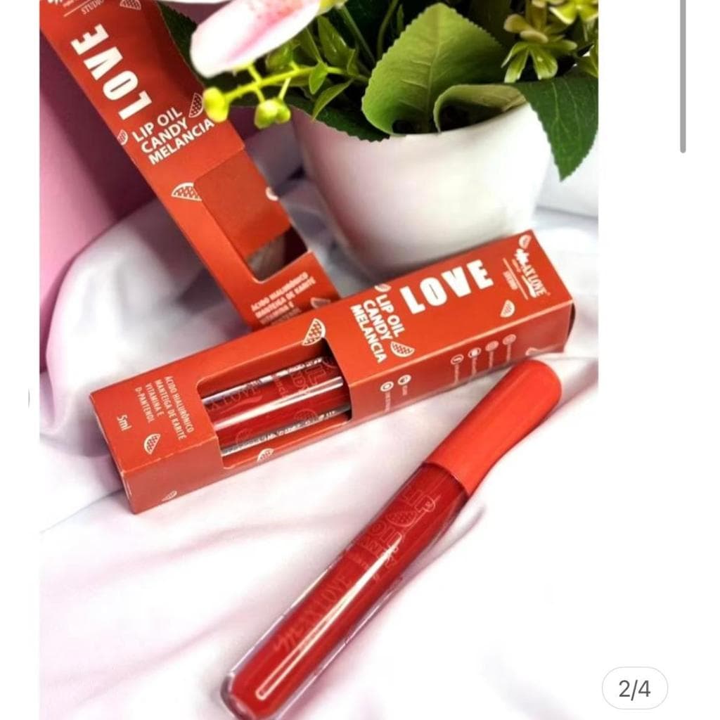 Lip Oil Candy 602 Melancia Max Love - Brilho Gloss, Hidratante e Confortável - Watermelon Lip
